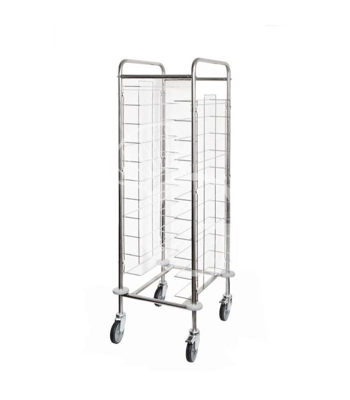 Carrello portavassoi universale in inox per 11 vassoi di dimensione massima 395 mm x 595 mm