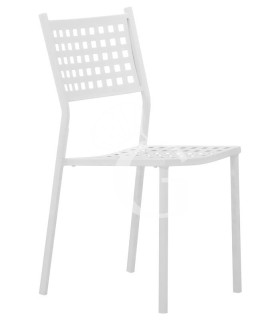 Sedia Rosemary con struttura in metallo verniciato, colore bianco