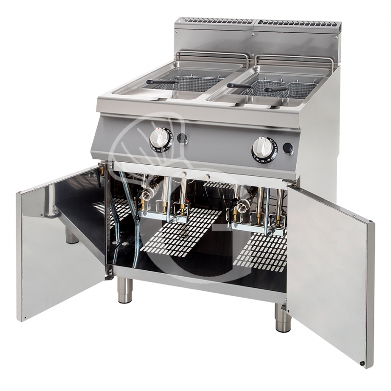 Friggitrice Professionale a gas su armadio chiuso 2 vasche 22 LT + 22 LT 40 Kw