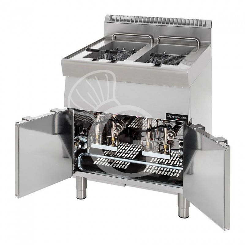 Friggitrice Professionale a gas su armadio chiuso 2 vasche 13 LT + 13 LT 22 Kw