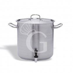 Pentola con rubinetto e coperchio acciaio inox diametro 280 mm x H 280 mm