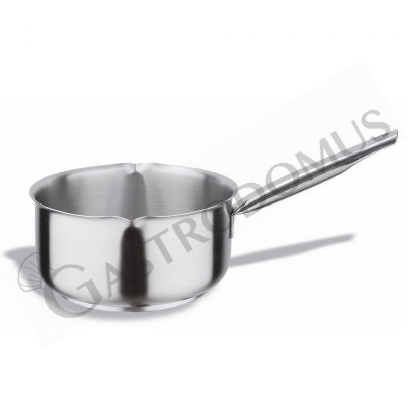 Casseruola con becchi versatori in acciaio inox 1 manico diametro 200 mm x H 100 mm Casseruola con becchi versatori in acciaio inox 1 manico diametro 200 mm x H 100 mm