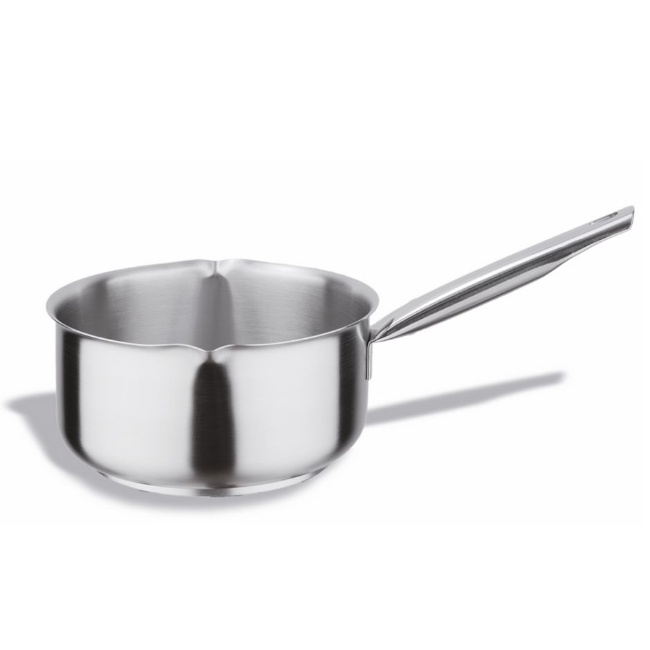 Casseruola con becchi versatori in acciaio inox 1 manico diametro 200 mm x H 100 mm