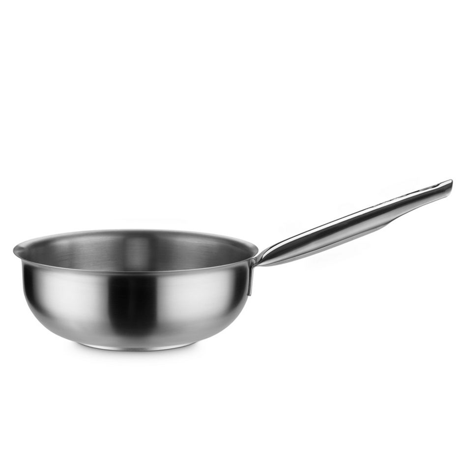 Casseruola bombata in acciaio inox, 1 manico, diametro 20 cm e altezza 7,5 cm