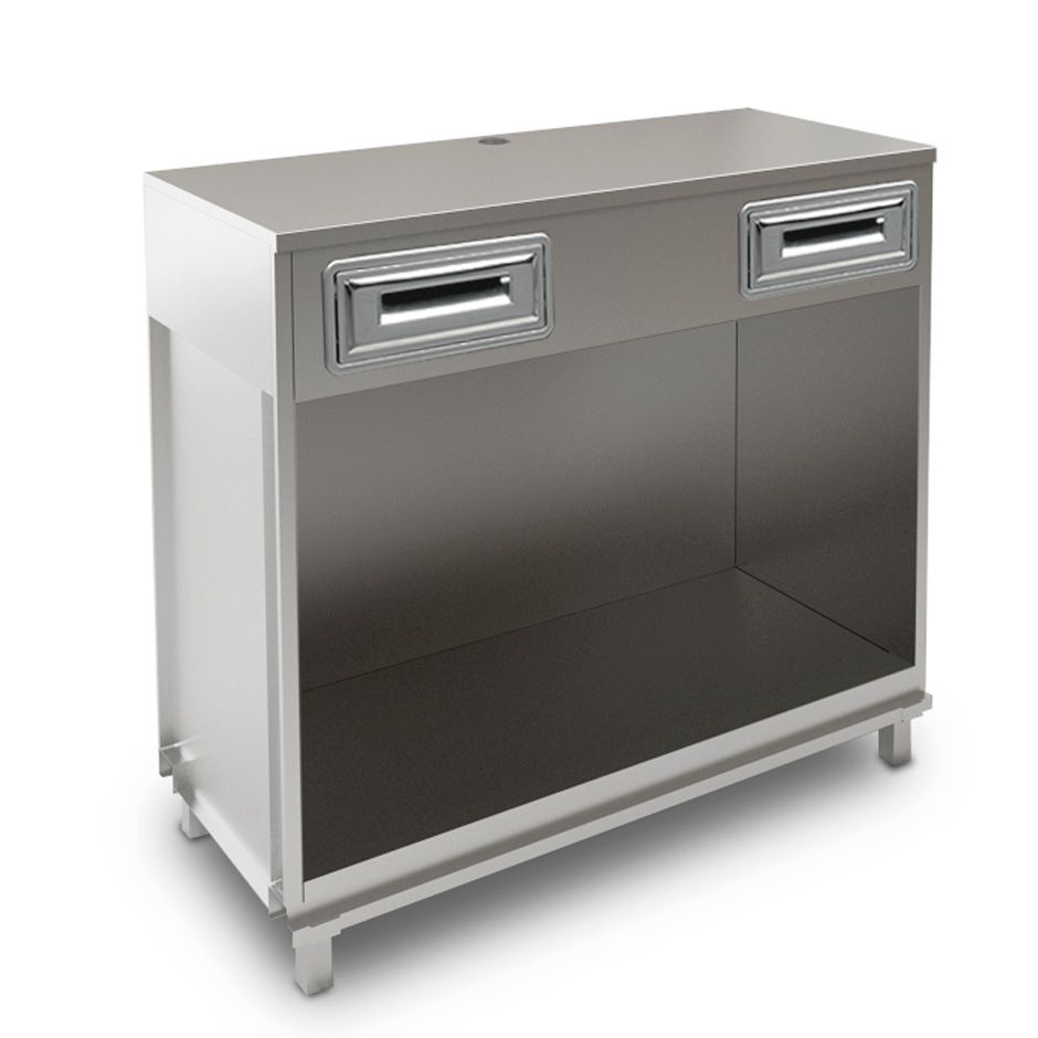 Banco bar per macchina caffè con top in acciaio inox - L 1250 mm x P 550 mm x H 1140 mm