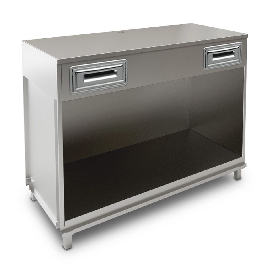 Bancone bar per macchina caffè con top in acciaio inox - L 1500 mm x P 670 mm x H 1140 mm