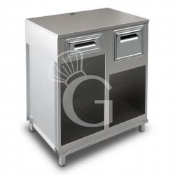 Bancone bar per macchina caffè con top in inox, cassetto di servizio e tramoggia battifiltro - L 1000 mm x P 670 mm x H 1140 mm