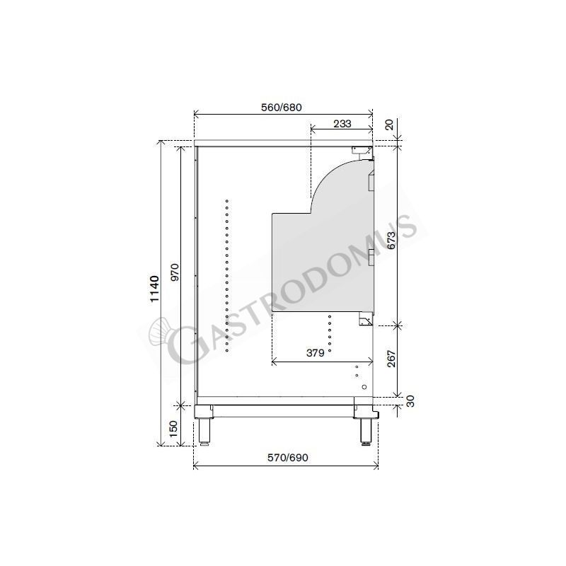 Bancone con top inox, cassetto di servizio e tramoggia battifiltro con riserva - L 1250 mm x P 670 mm x H 1140 mm