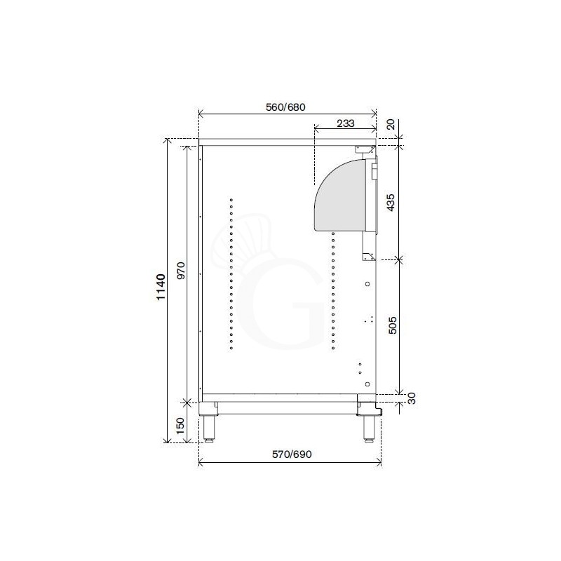 Bancone bar per macchina caffè top in inox, 2 cassetti di servizio e tramoggia battifiltro - L 1500 mm x P 670 mm x H 1140 mm