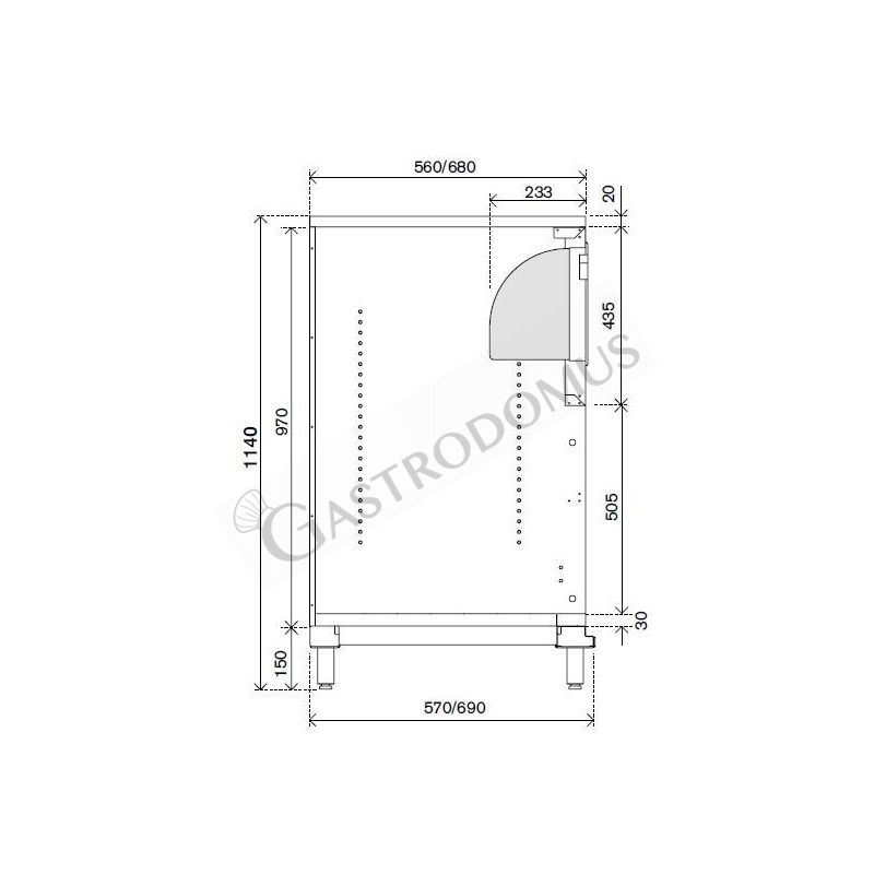 Bancone bar per macchina caffè con top in inox, cassetto di servizio e tramoggia battifiltro - L 1250 mm x P 550 mm x H 1140 mm