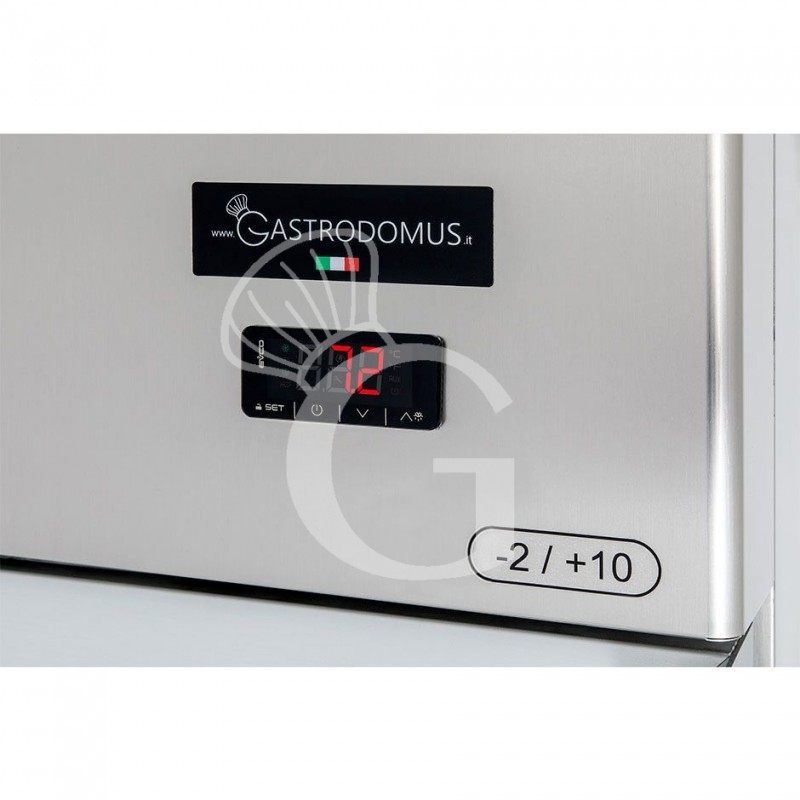 Frigo 700 litri in acciaio inox ventilato con 2 porte, temperatura -2°C/+10°C per verdure