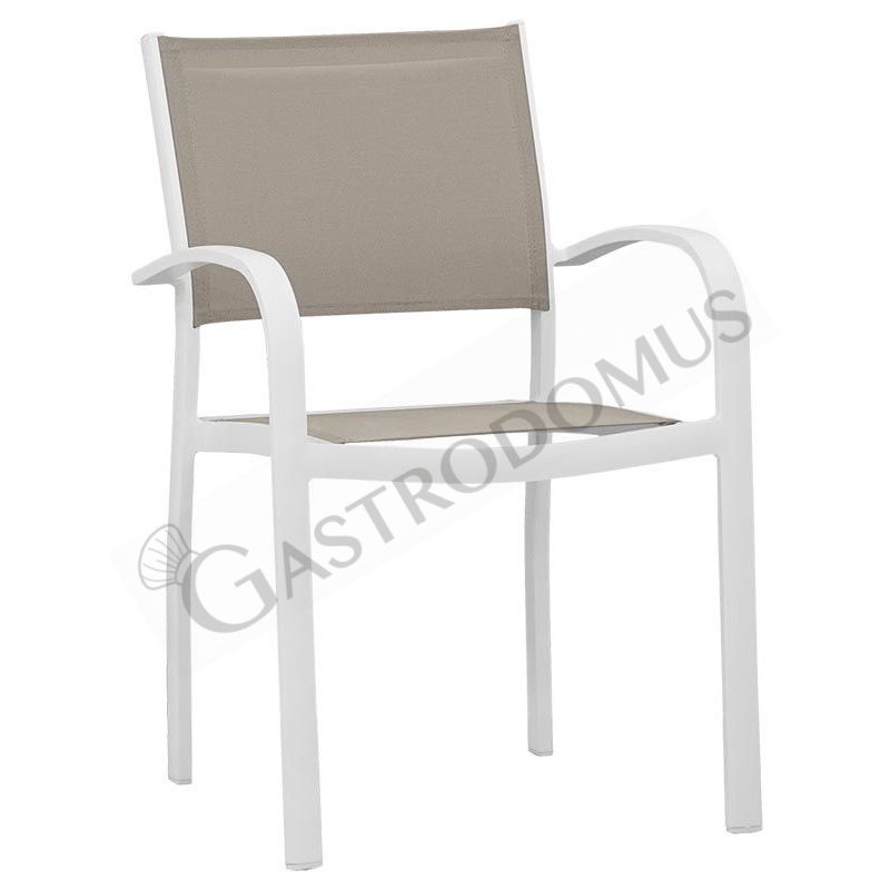 Sedia Enrica con struttura in metallo, seduta e schienale in textylene colore bianco