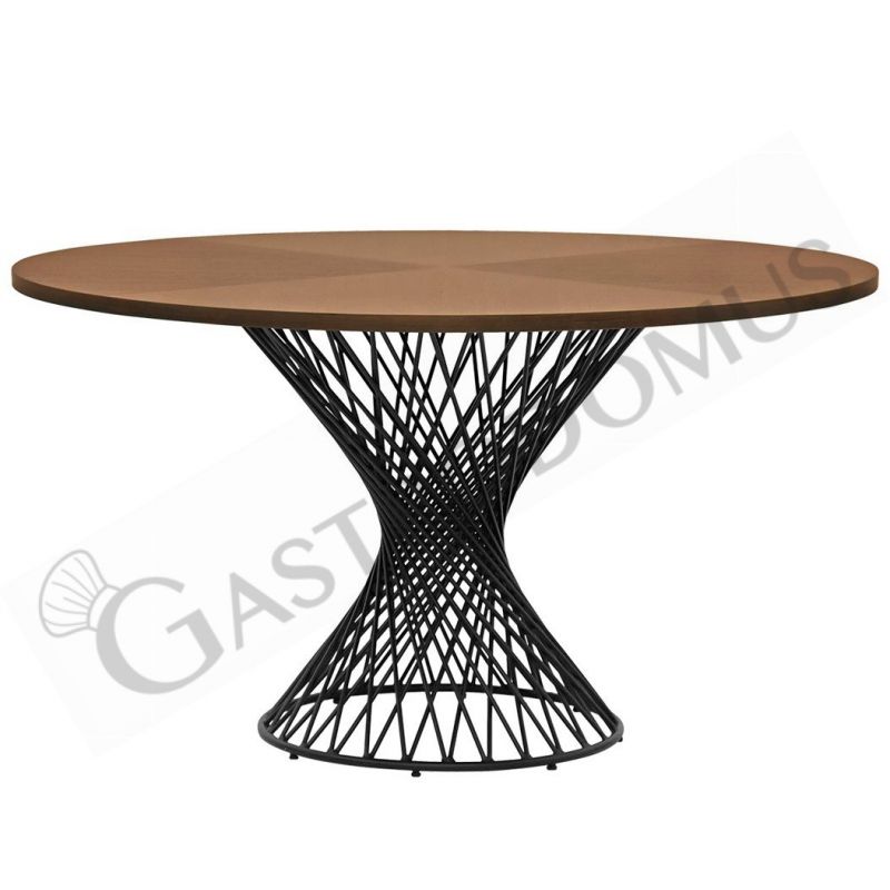 Tavolo rotondo da interno in metallo verniciato e piano in MDF  impiallacciato con diametro 1370 mm - mod. 1677-MIT10