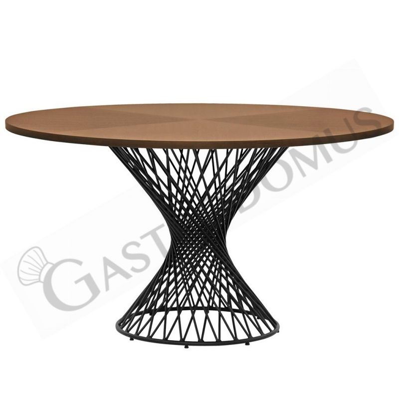Tavolo rotondo da esterno in metallo verniciato e piano in MDF impiallacciato con diametro 1370 mm Tavolo rotondo da esterno in metallo verniciato e piano in MDF impiallacciato con diametro 1370 mm