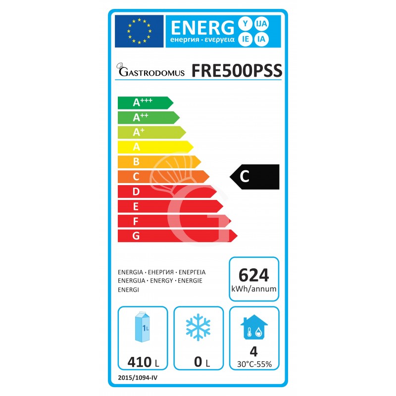 Scheda energetica Armadio Refrigerato Statico Pasticceria +2°C/+8°C 520 LT classe energetica C