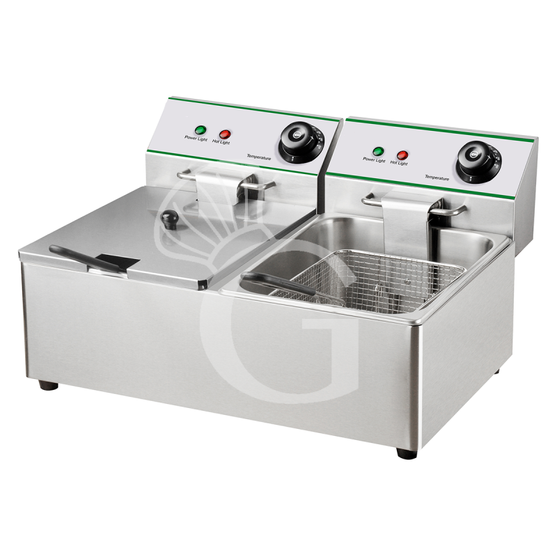 Friggitrice elettrica da banco - 2 vasche - capacità 8 + 8 LT - 2,85 + 2,85 KW - Monofase
