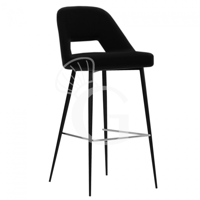 Sgabello Cristal con struttura in metallo verniciato e rivestimento in tessuto o ecopelle