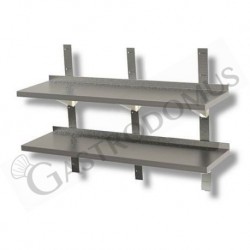 Mensola in acciaio inox doppia, L 1500 mm x P 400 mm x H 700 mm