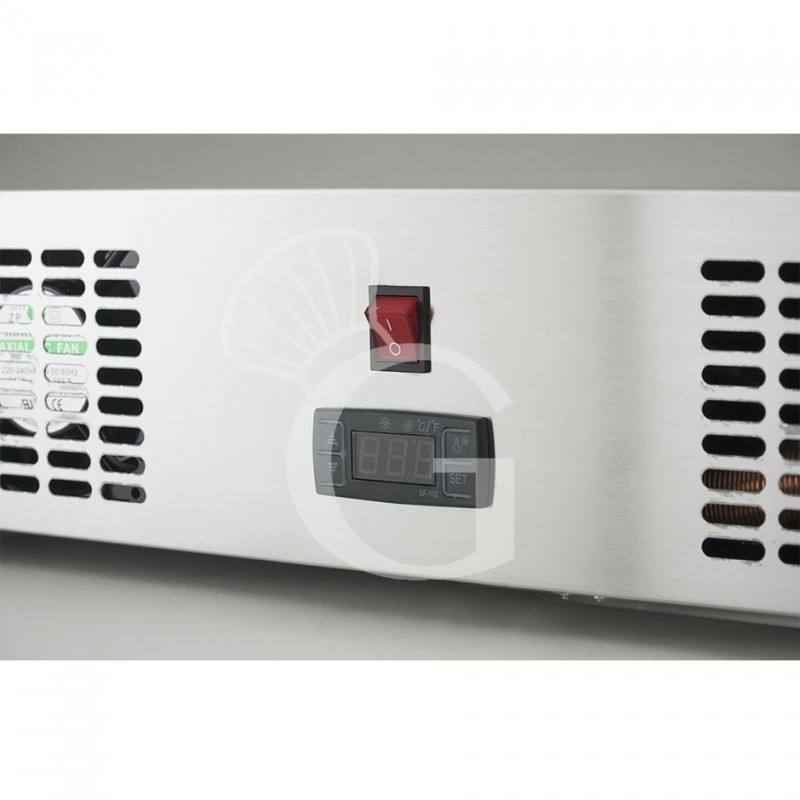 Espositore refrigerato da banco ventilato, capacità 128 LT, Temp. +2°C/ +12°C