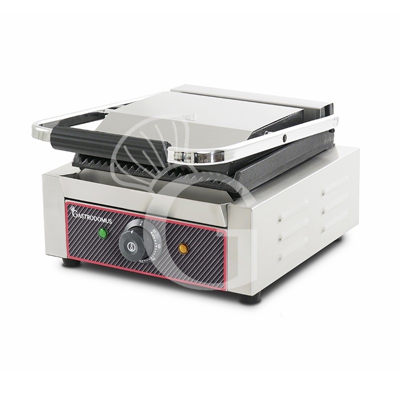 Piastra panini professionale rigata con misure L 310 mm x P 380 mm x H 210/520 mm