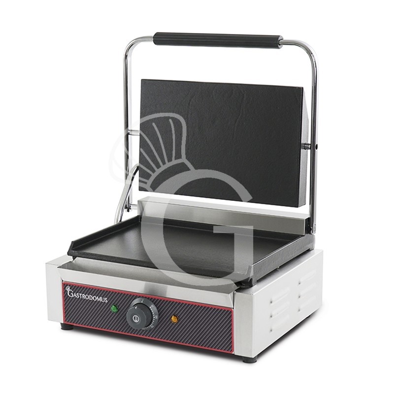 Piastra panini professionale liscia con misure L 410 mm x P 380 mm x H 210-520 mm