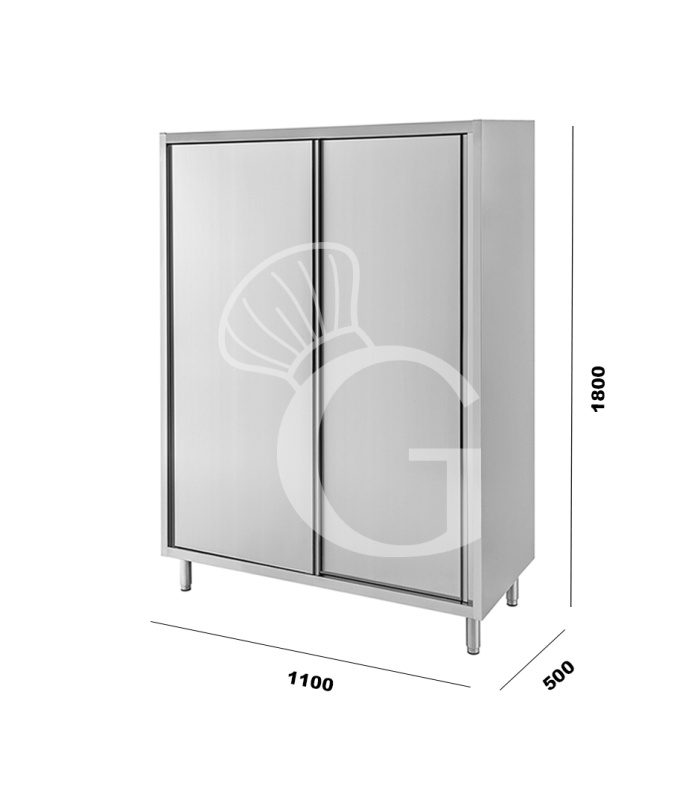 Armadio inox porte scorrevoli misure 1100x500x1800mm per ristorazione