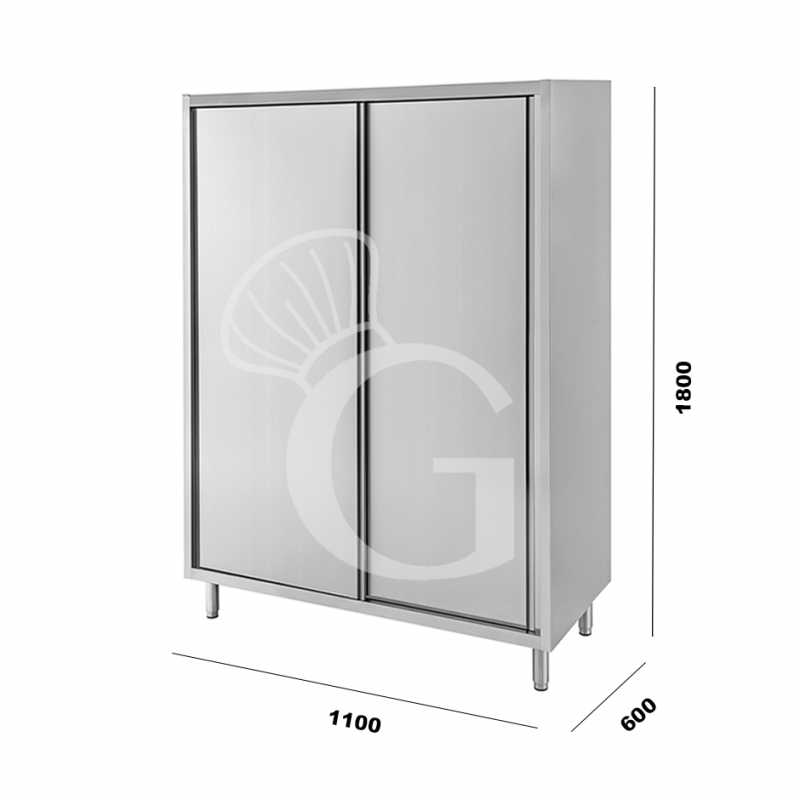 Armadio inox porte scorrevoli misure 1100x600x1800mm per ristorazione
