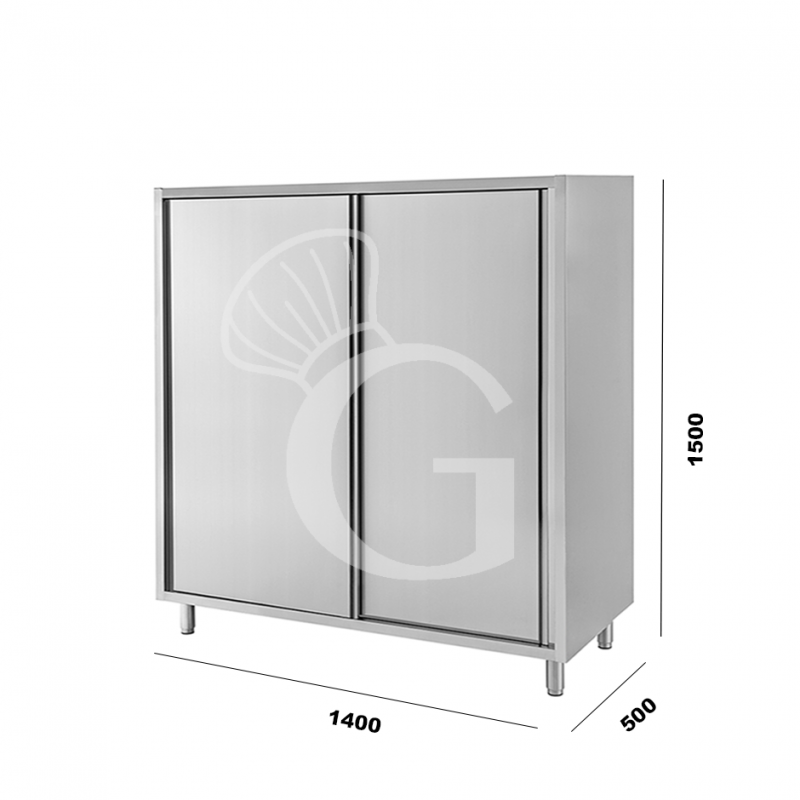 Armadio inox porte scorrevoli misure 1400x500x1500mm per ristorazione