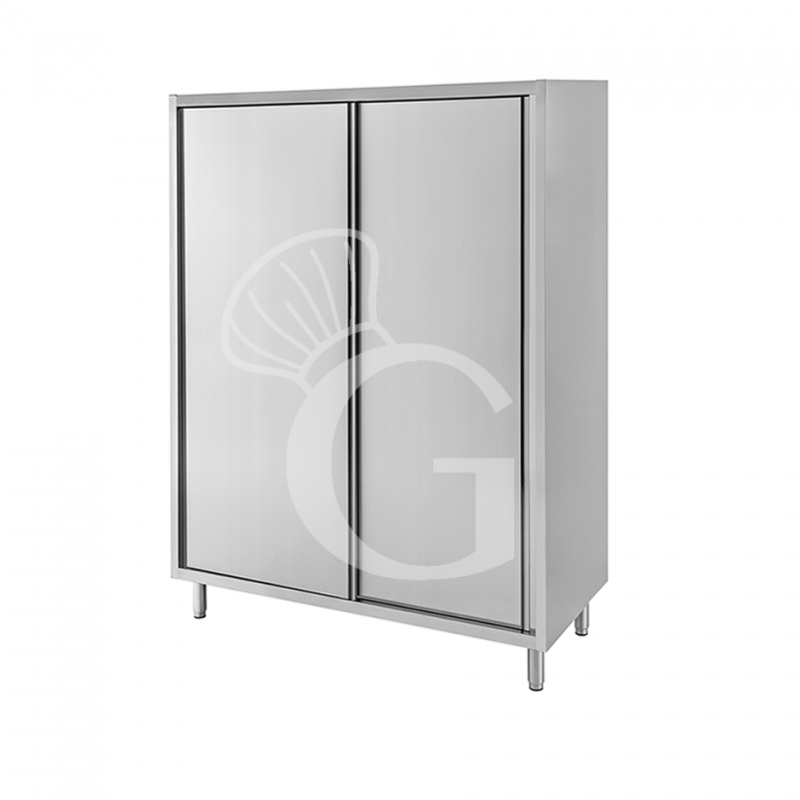 Armadio in acciaio inox con 2 porte scorrevoli, 3 ripiani, l 1200 x p 700 x h 1800 mm