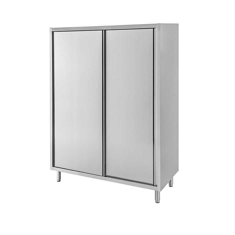 Armadio in acciaio inox con 2 porte scorrevoli, 3 ripiani, l 1200 x p 700 x h 1800 mm