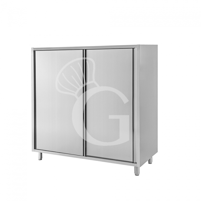 Armadio acciaio inox con 2 porte scorrevoli, 2 ripiani, L 1500 x P 600 x H 1500 mm