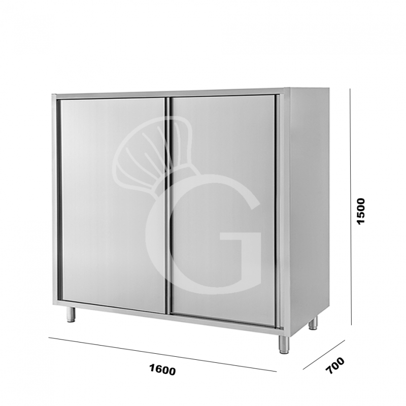 Armadio inox porte scorrevoli misure 1600x700x1500mm per ristorazione