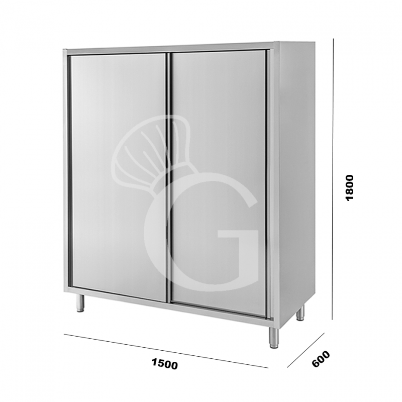 Armadio inox porte scorrevoli misure 1500x600x1800mm per ristorazione