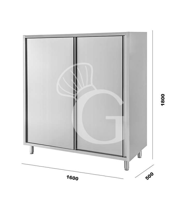 Armadio inox porte scorrevoli misure 1600x500x1800mm per ristorazione