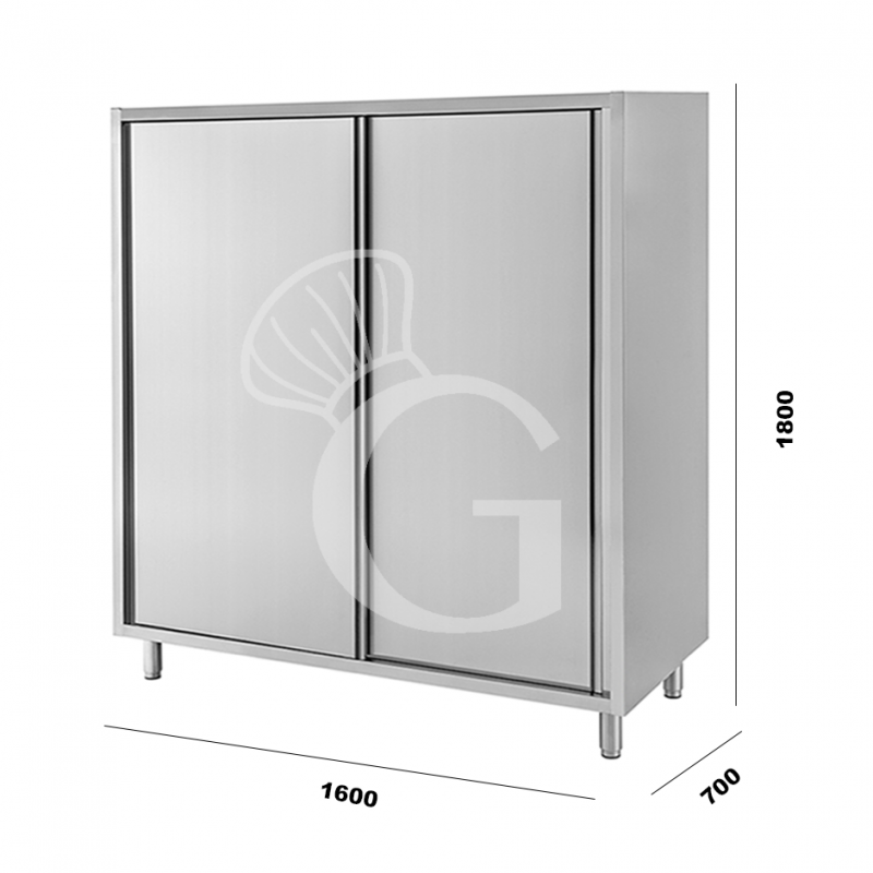 Armadio inox porte scorrevoli misure 1600x700x1800mm per ristorazione