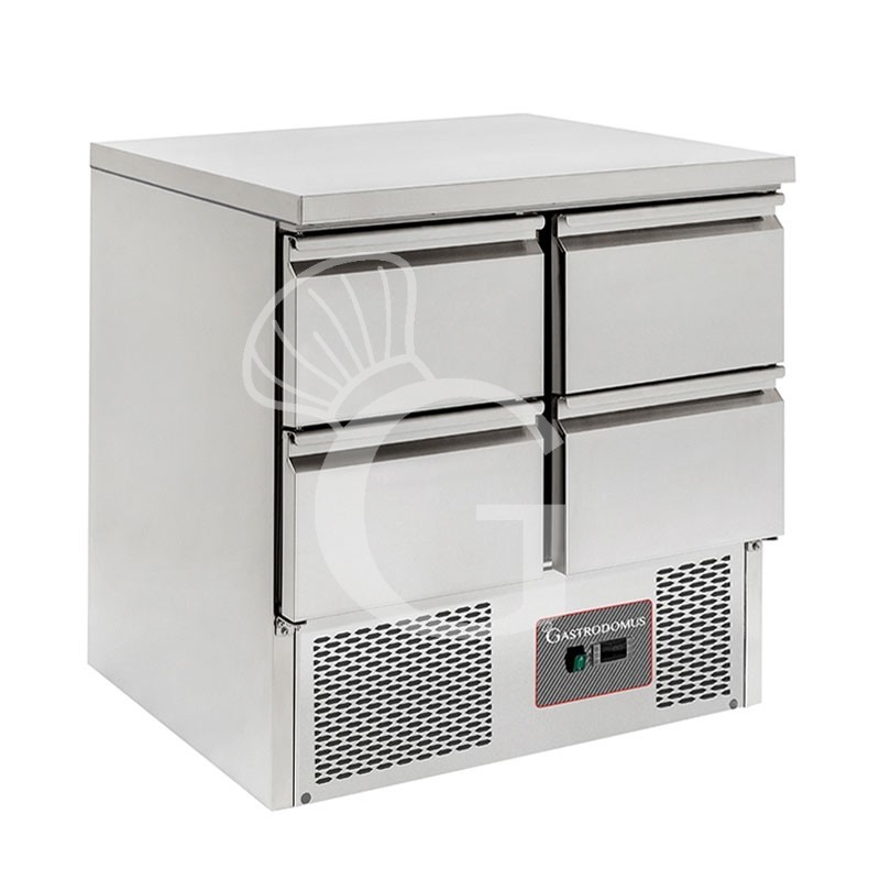 Saladette refrigerazione statica con 4 cassetti, piano in inox e temperatura +2°C/+8°C