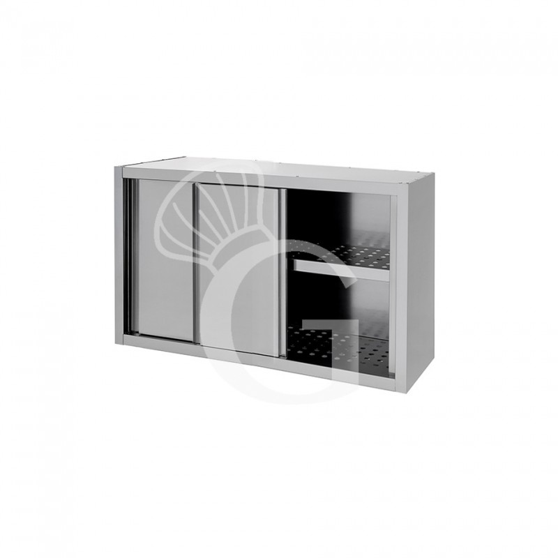 Pensile inox con scolapiatti, porte scorrevoli, misure 1000x400xH660mm