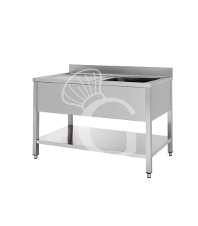Lavello inox 1 vasca e 1 gocciolatoio, misure 1300x600mm