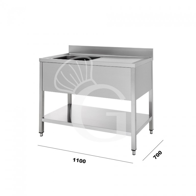 Lavello inox 1 vasca 1 gocciolatoio, mis.1100x700, per cucina