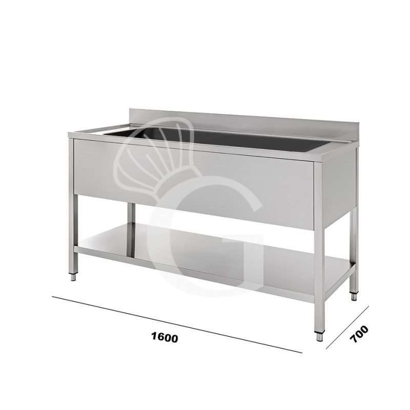 Lavapentole inox 1 vasca, misure 1600x700mm per cucina