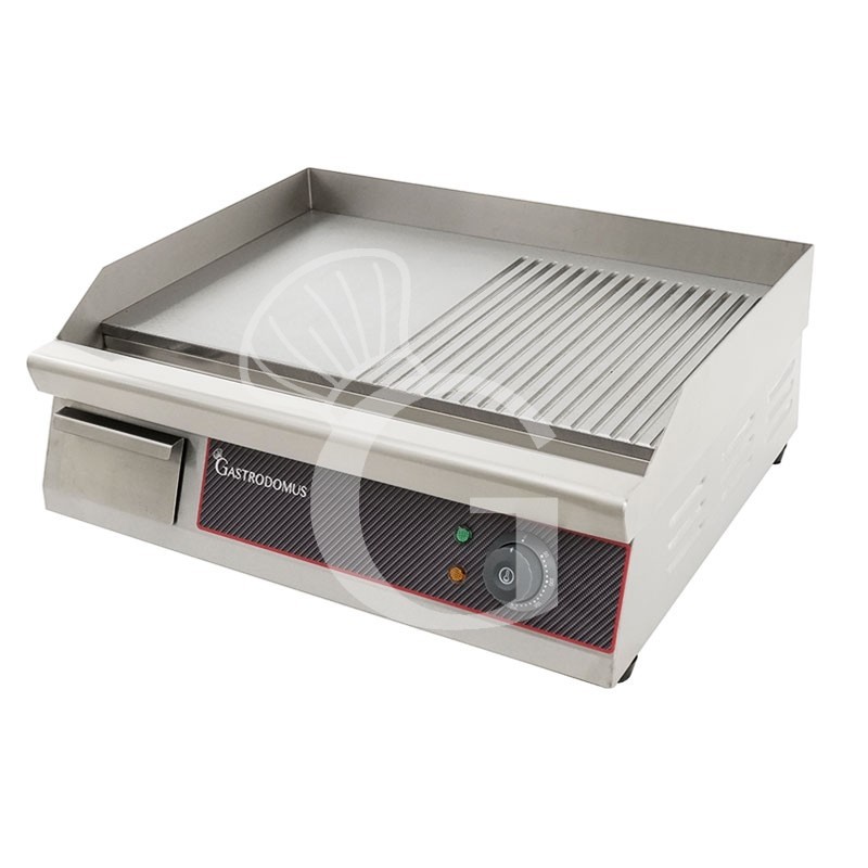 Fry Top elettrico da banco piastra liscia e rigata singola 3000 W Monofase