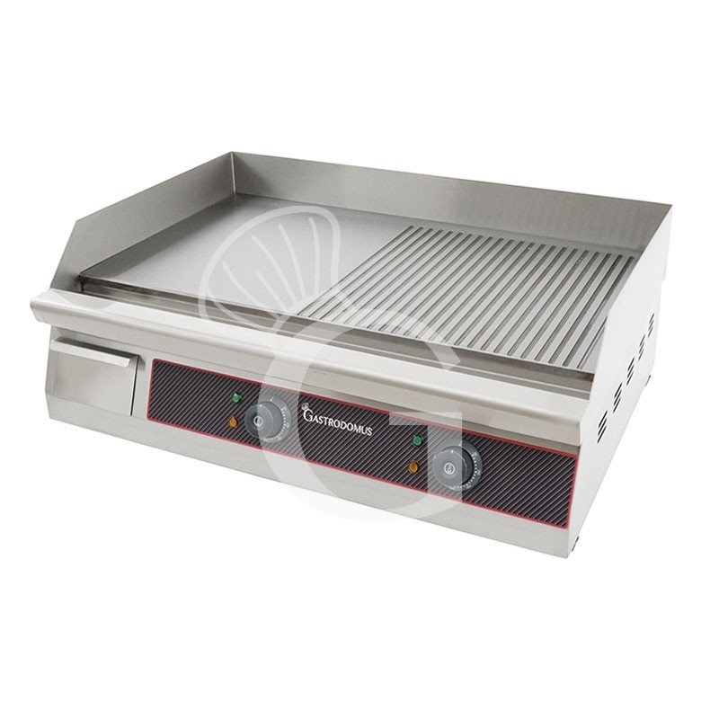 Fry Top elettrico da banco piastra liscia e rigata doppia 4400 W Monofase
