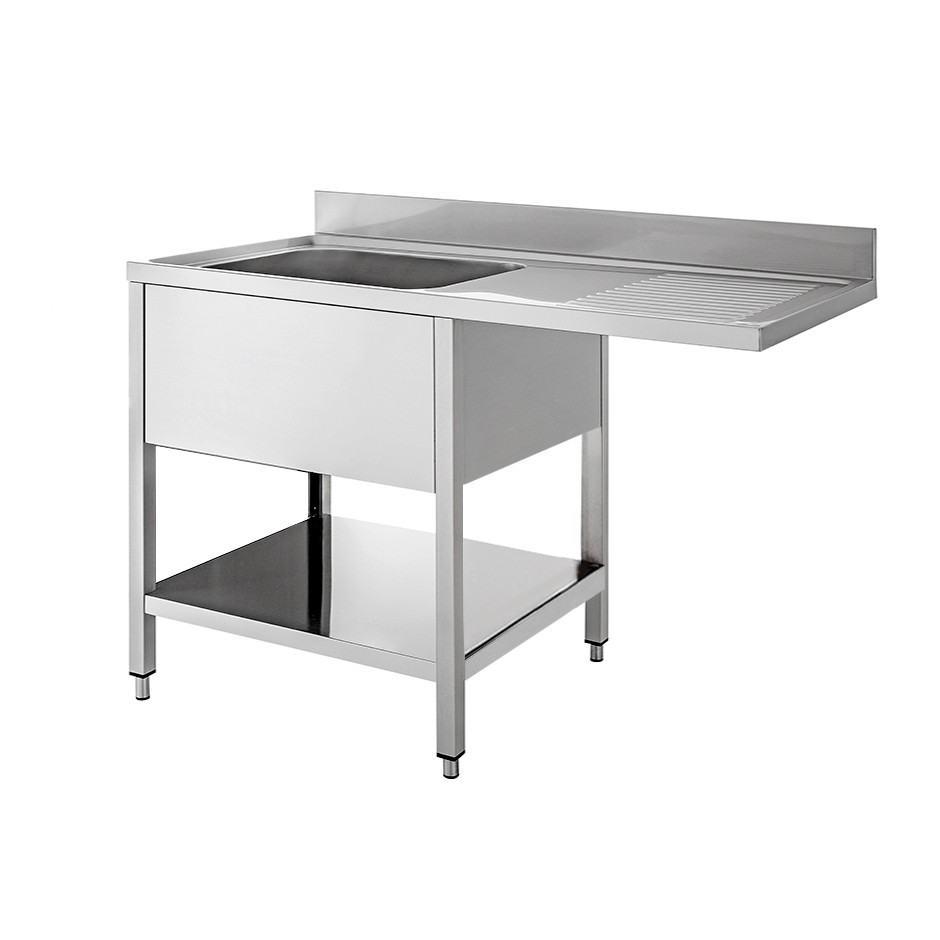 Lavello con vano lavastoviglie, 1 vasca, 1 gocciolatoio, misure 1200x700mm