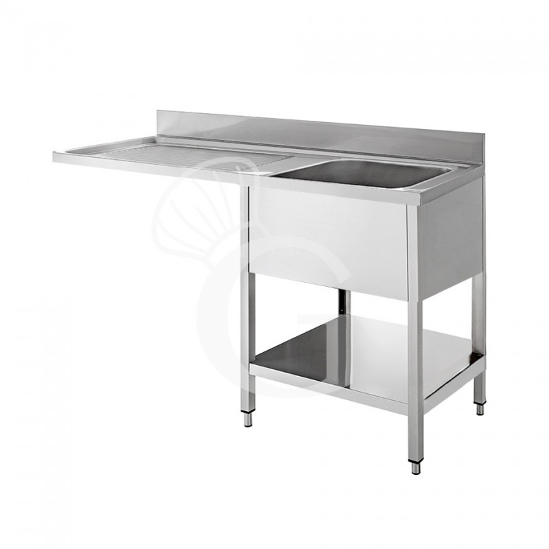 Lavello con vano lavastoviglie, 1 vasca, 1 gocciolatoio, misure 1400x700mm