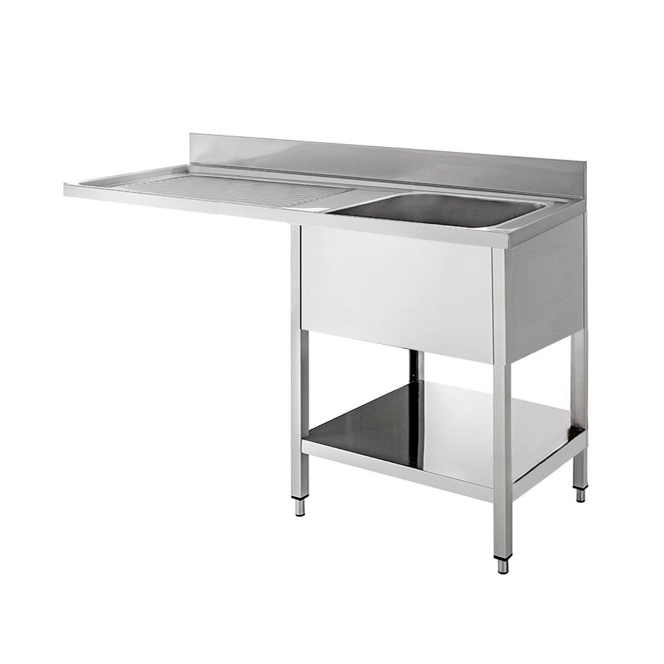 Lavello con vano lavastoviglie, 1 vasca, 1 gocciolatoio, misure 1400x700mm