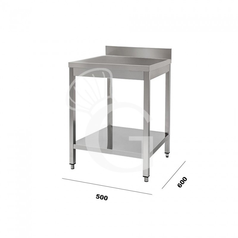 Tavolo in acciaio inox con alzatina 500x600 per cucina