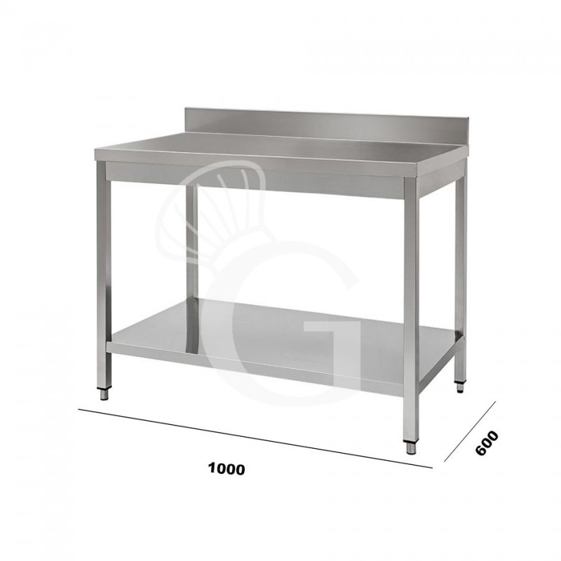 Tavolo in acciaio inox con alzatina 1000x600 per cucina