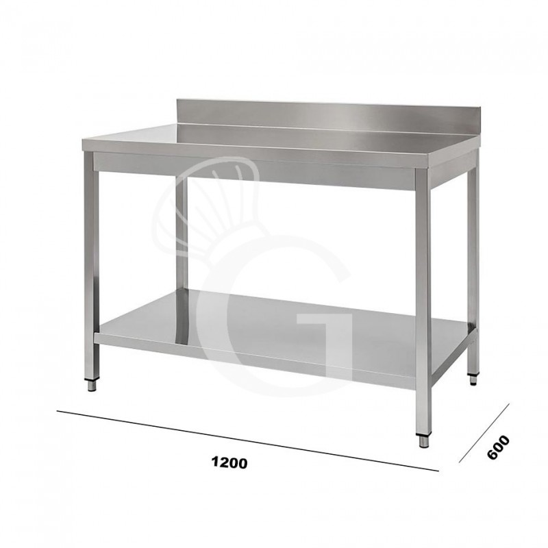 Tavolo in acciaio inox con alzatina 1200x600 per cucina