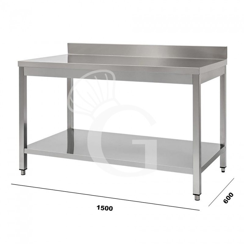 Tavolo in acciaio inox con alzatina 1500x600 per cucina