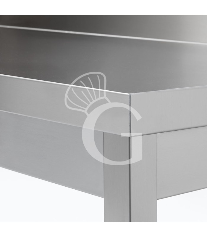 Tavolo in acciaio inox con alzatina 1100x800 per cucina